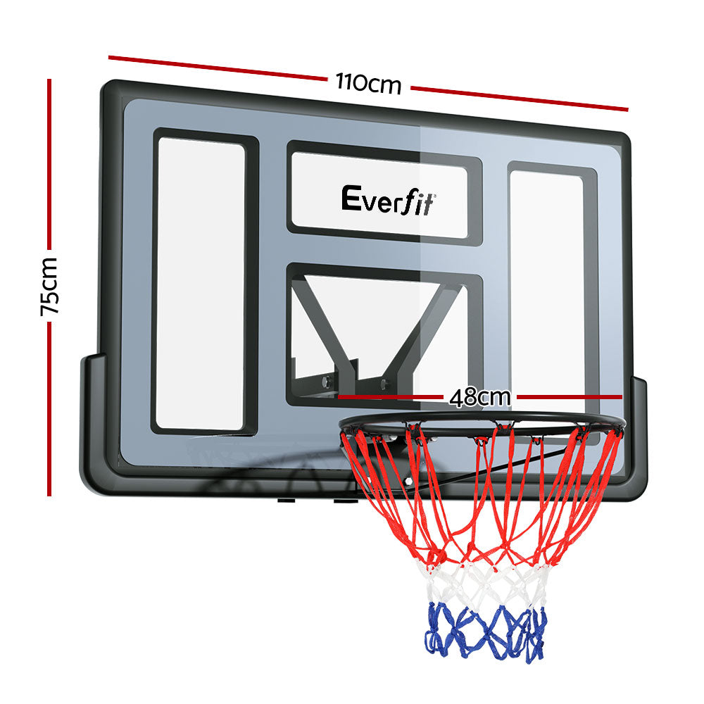 Everfit 45" Basketball Hoop Backboard | Wall Mounted Ring Net | Sports Pro System