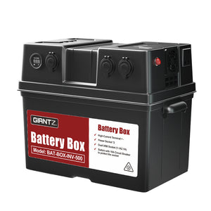 Giantz Battery Box 500W Inverter | Deep Cycle Battery | Portable | Caravan | Camping | USB