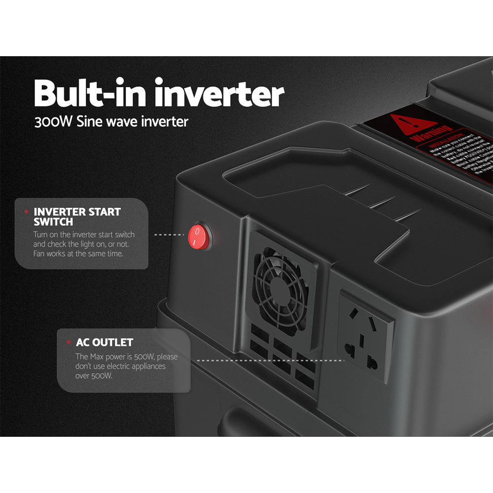 Giantz Battery Box 500W Inverter | Deep Cycle Battery | Portable | Caravan | Camping | USB
