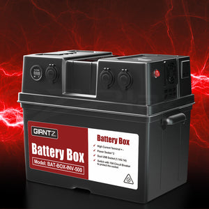 Giantz Battery Box 500W Inverter | Deep Cycle Battery | Portable | Caravan | Camping | USB