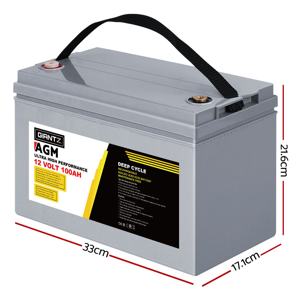 AGM Deep Cycle Battery | 12V 100Ah x2 Box | Portable Solar Caravan Camping Power