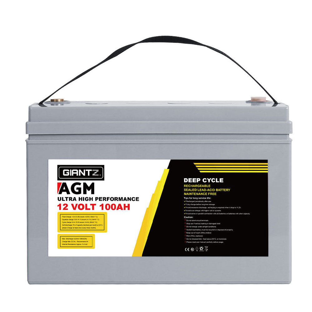 AGM Deep Cycle Battery | 12V 100Ah x2 Box | Portable Solar Caravan Camping Power