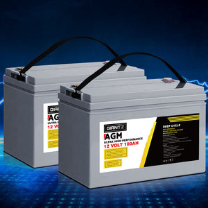 AGM Deep Cycle Battery | 12V 100Ah x2 Box | Portable Solar Caravan Camping Power
