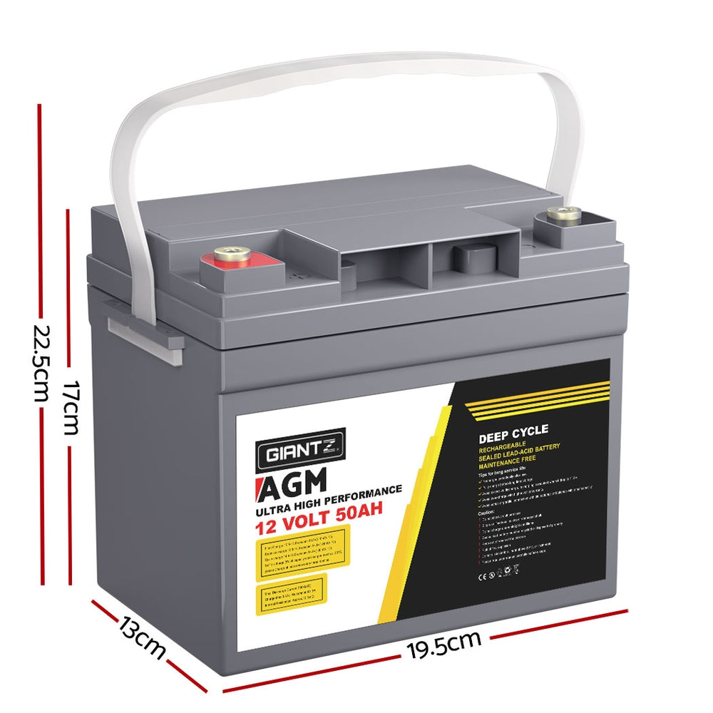 AGM Deep Cycle Battery | 12V 50Ah x2 Box | Portable Solar Caravan Camping Power