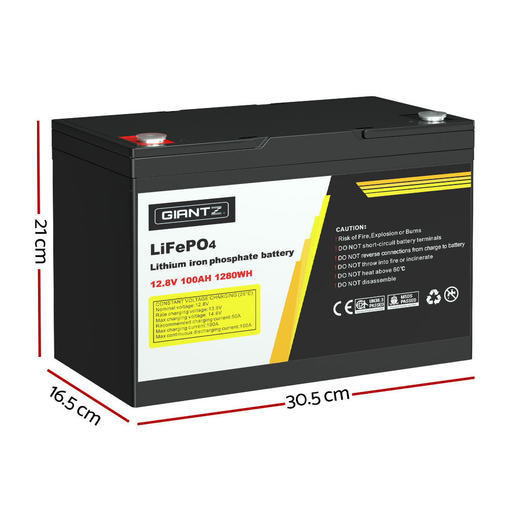 12V 100Ah Lithium Battery | LiFePO4 Deep Cycle with Solar Box | Caravan & Camping