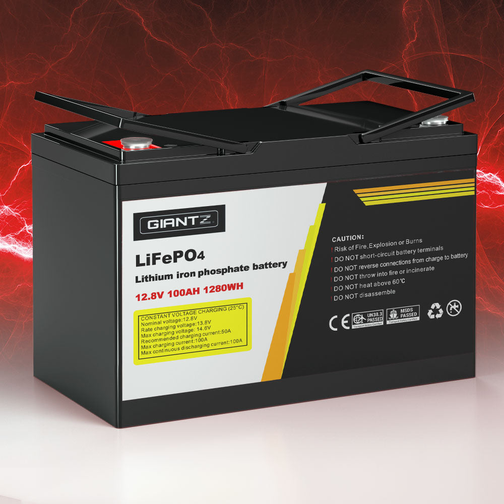12V 100Ah Lithium Battery | LiFePO4 Deep Cycle with Solar Box | Caravan & Camping