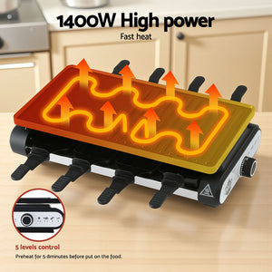 Grillz Electric BBQ Grill 1400W | Non-Stick Hot Plate with 7 Cooking Pans | Indoor & Outdoor Cooking Appliance