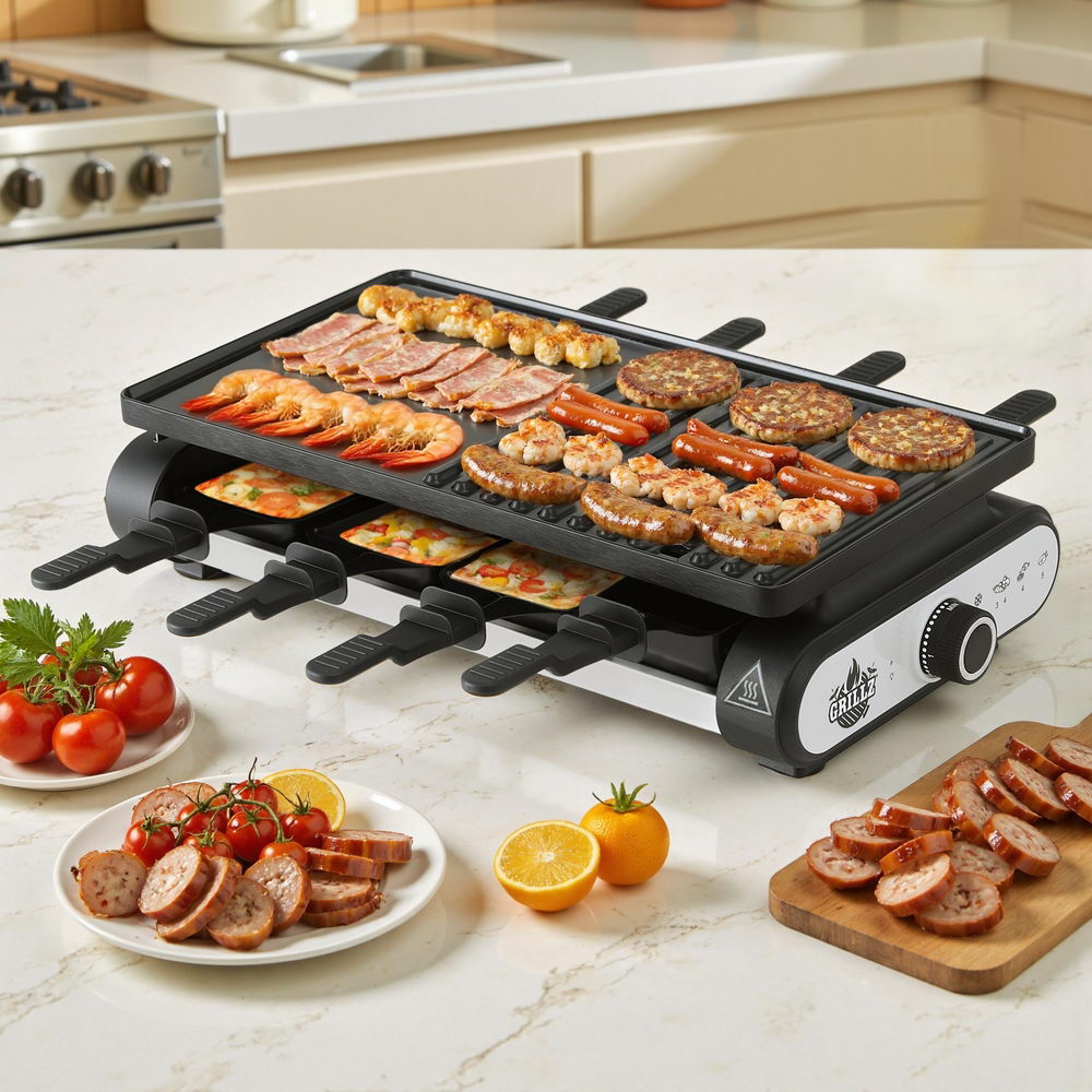 Grillz Electric BBQ Grill 1400W | Non-Stick Hot Plate with 7 Cooking Pans | Indoor & Outdoor Cooking Appliance