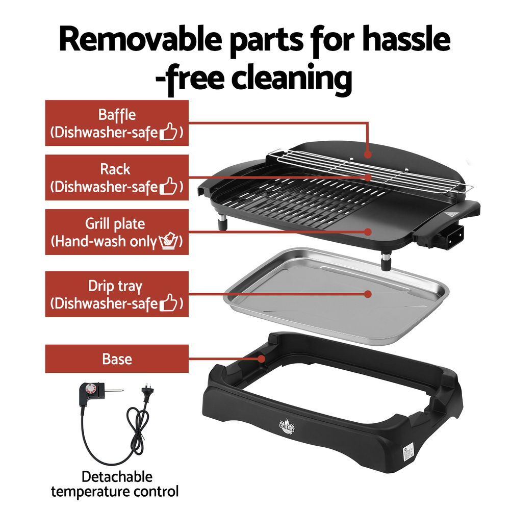 Grillz Electric BBQ Grill 1950W | Non-Stick Hot Plate | Indoor & Outdoor Cooking Appliance