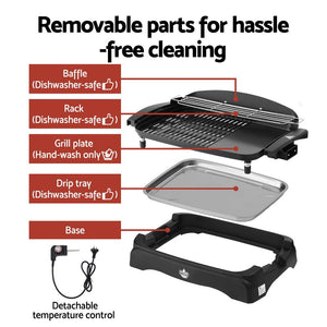 Grillz Electric BBQ Grill 1950W | Non-Stick Hot Plate | Indoor & Outdoor Cooking Appliance