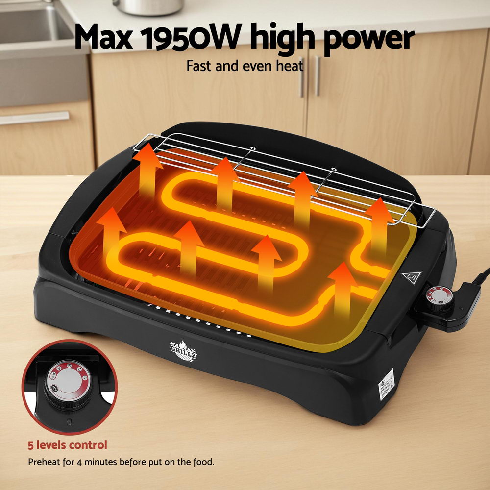 Grillz Electric BBQ Grill 1950W | Non-Stick Hot Plate | Indoor & Outdoor Cooking Appliance