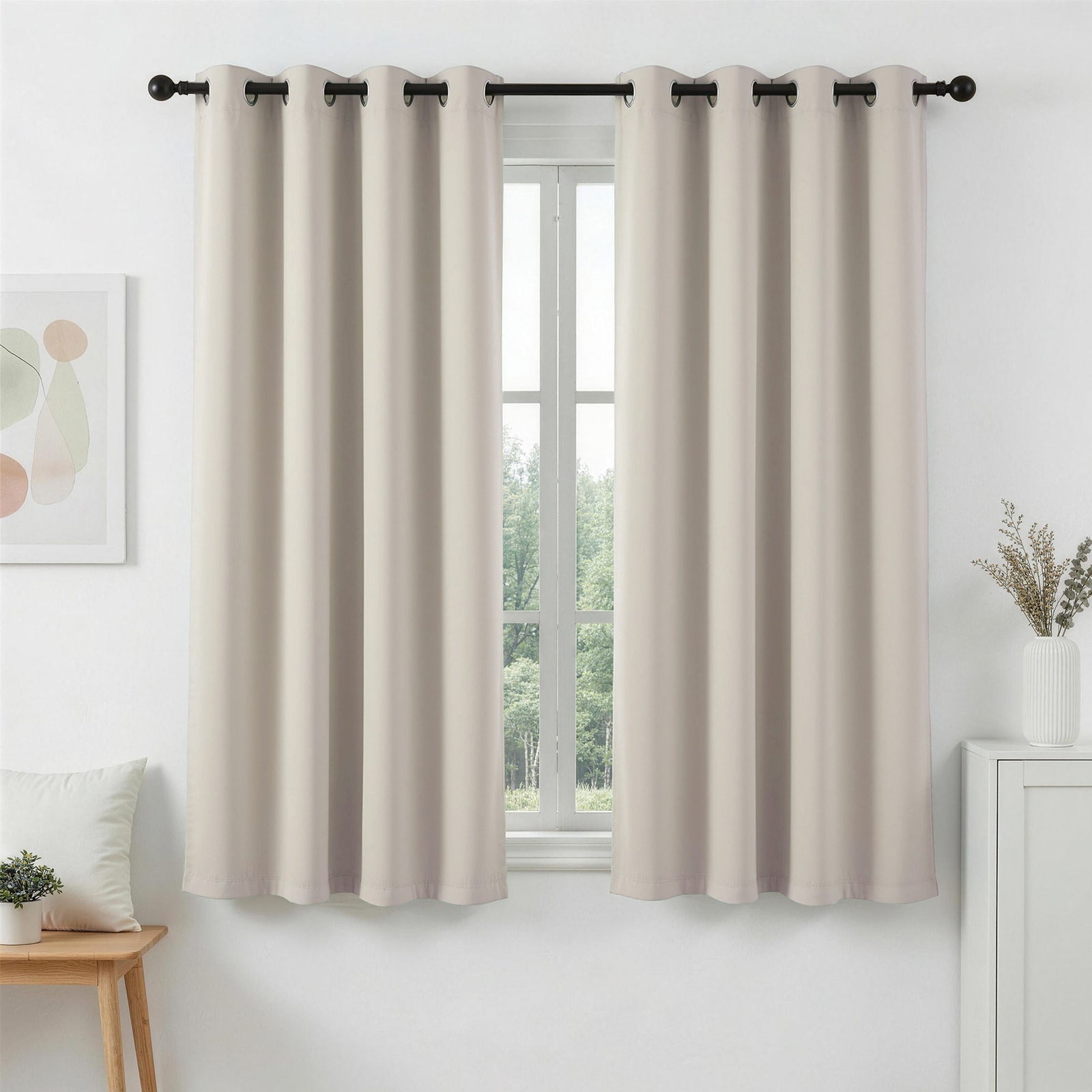 Blockout Curtains | 2 Pack | 132 x 160cm | Thermal Eyelet | Beige