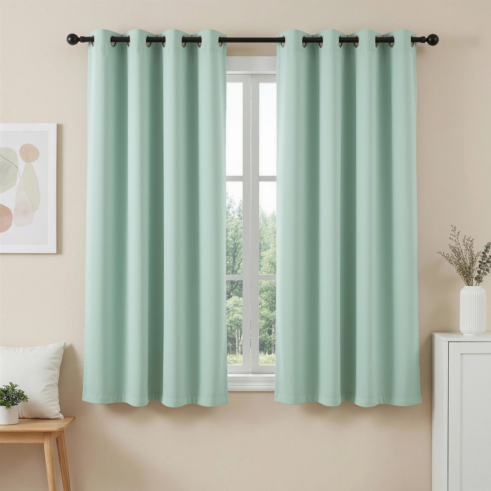 Blockout Curtains | 2 Pack | 132 x 160cm | Thermal Eyelet | Green