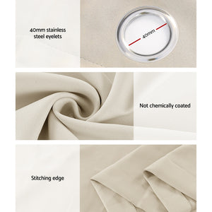 2X 132x160cm | Blockout Sheer Curtains | Beige