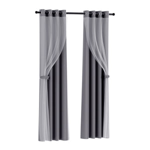2X 132x160cm | Blockout Sheer Curtains | Charcoal