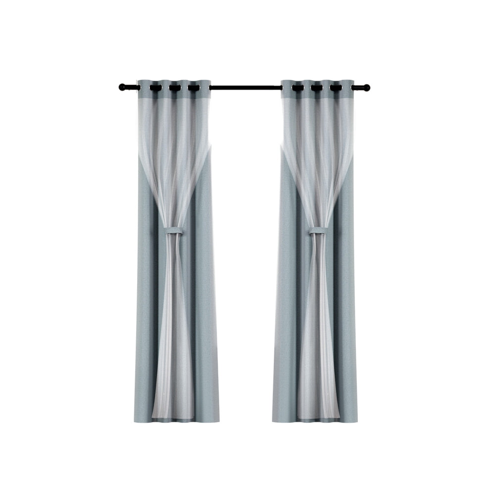 2X 132x160cm | Blockout Sheer Curtains | Light Grey