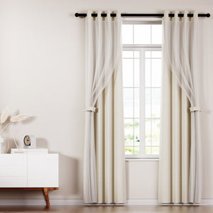 2X 132x213cm | Blockout Sheer Curtains | Beige
