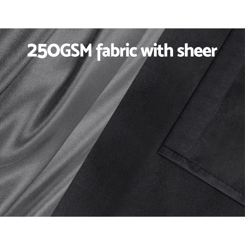 2X 132x213cm | Blockout Sheer Curtains | Black