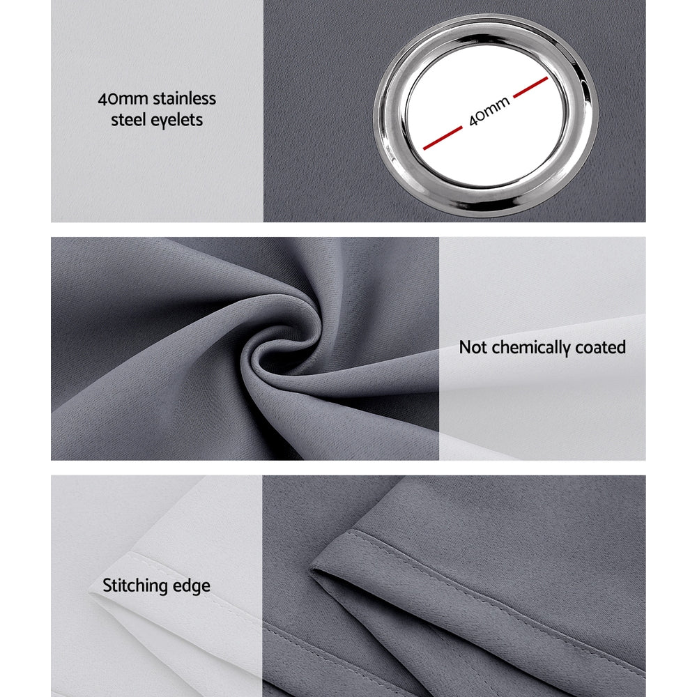 2X 132x213cm | Blockout Sheer Curtains | Charcoal