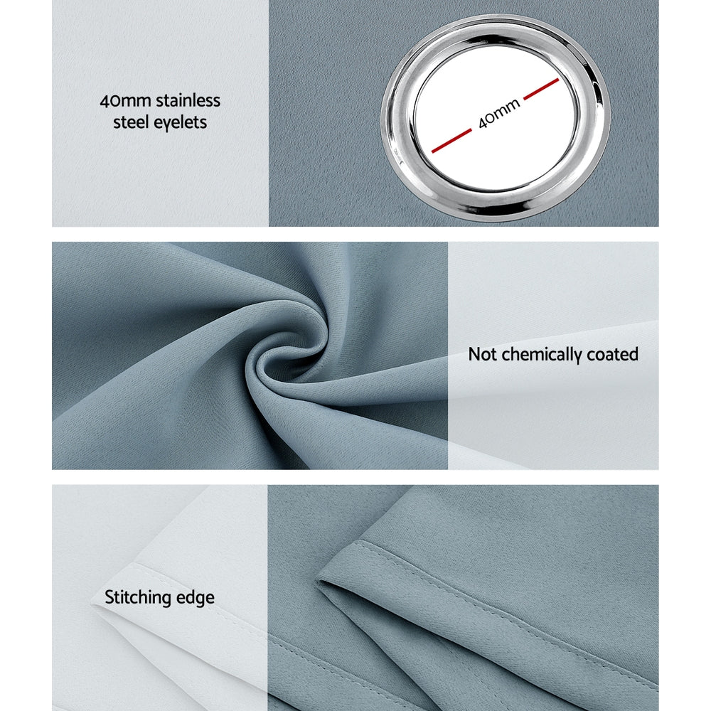 2X 132x242cm | Blockout Sheer Curtains | Light Grey