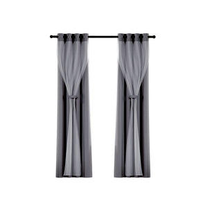 2X 132x274cm | Blockout Sheer Curtains | Charcoal
