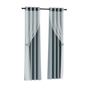 2X 132x274cm | Blockout Sheer Curtains | Light Grey