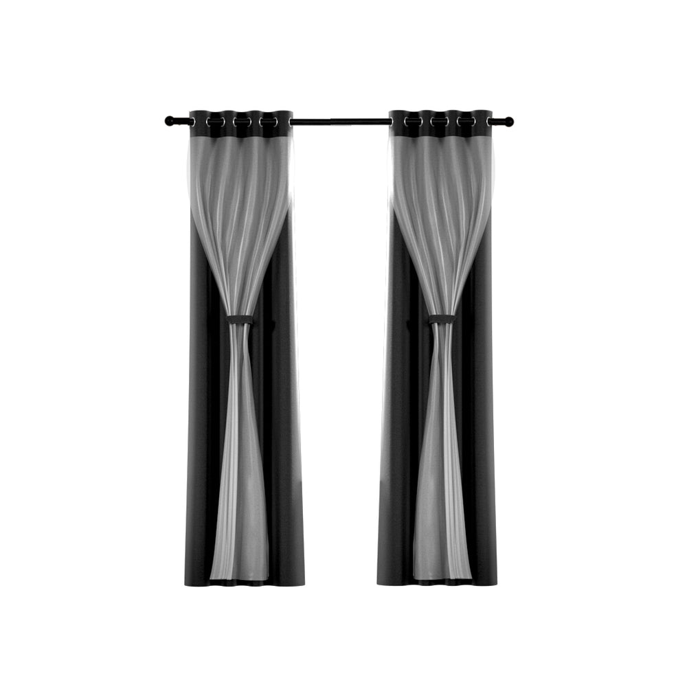 Blockout Sheer Curtains | 2PCS | 132x304cm | Black