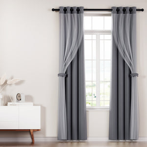 2X 132x304cm | Blockout Sheer Curtains | Charcoal