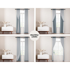 2X 132x304cm | Blockout Sheer Curtains | Light Grey