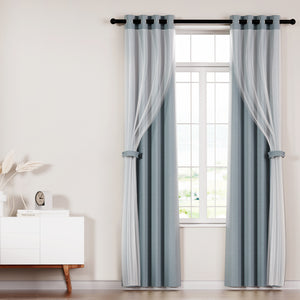 2X 132x304cm | Blockout Sheer Curtains | Light Grey