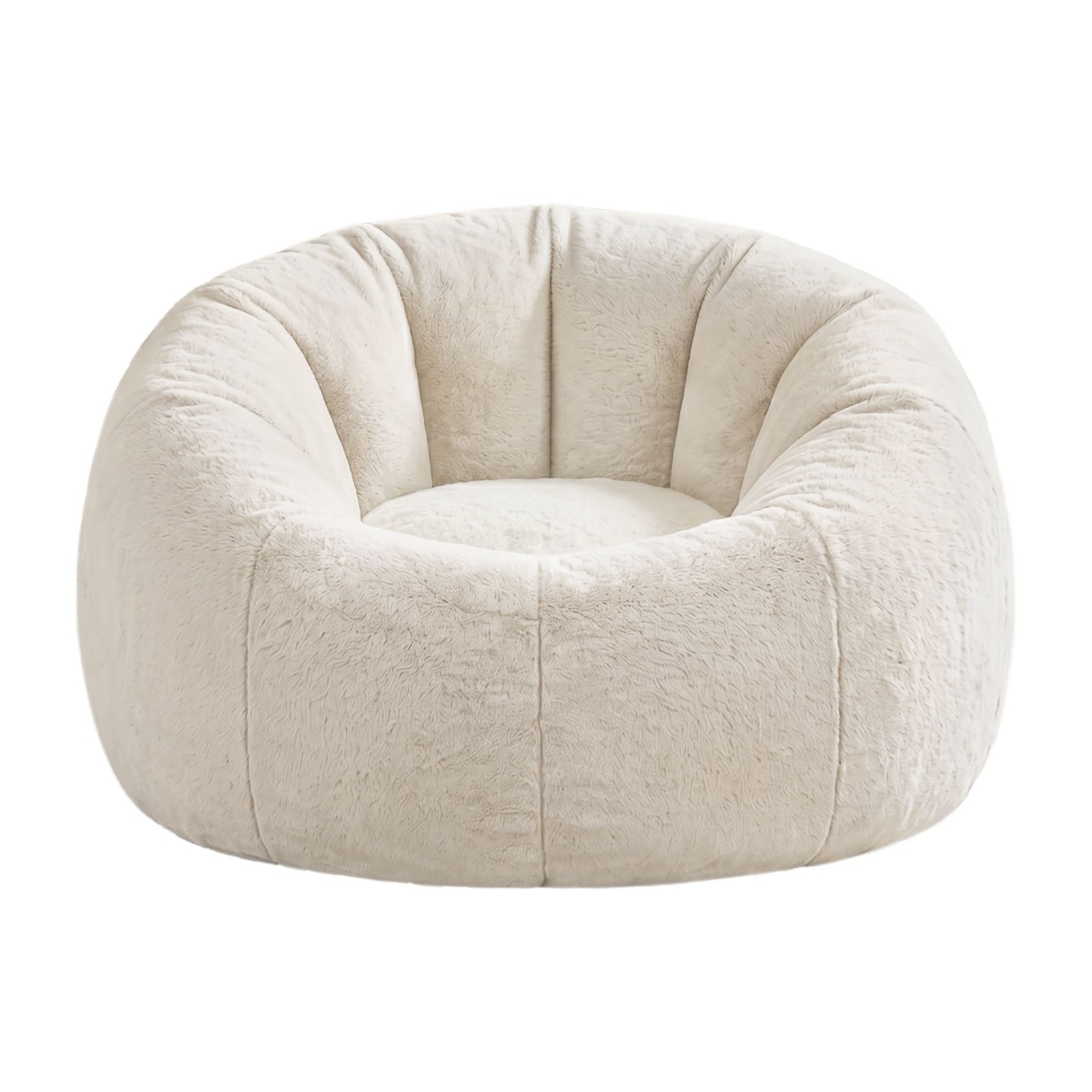 Faux Fur Bean Bag Chair Cover | No Filler | Large Round Cover | Beige