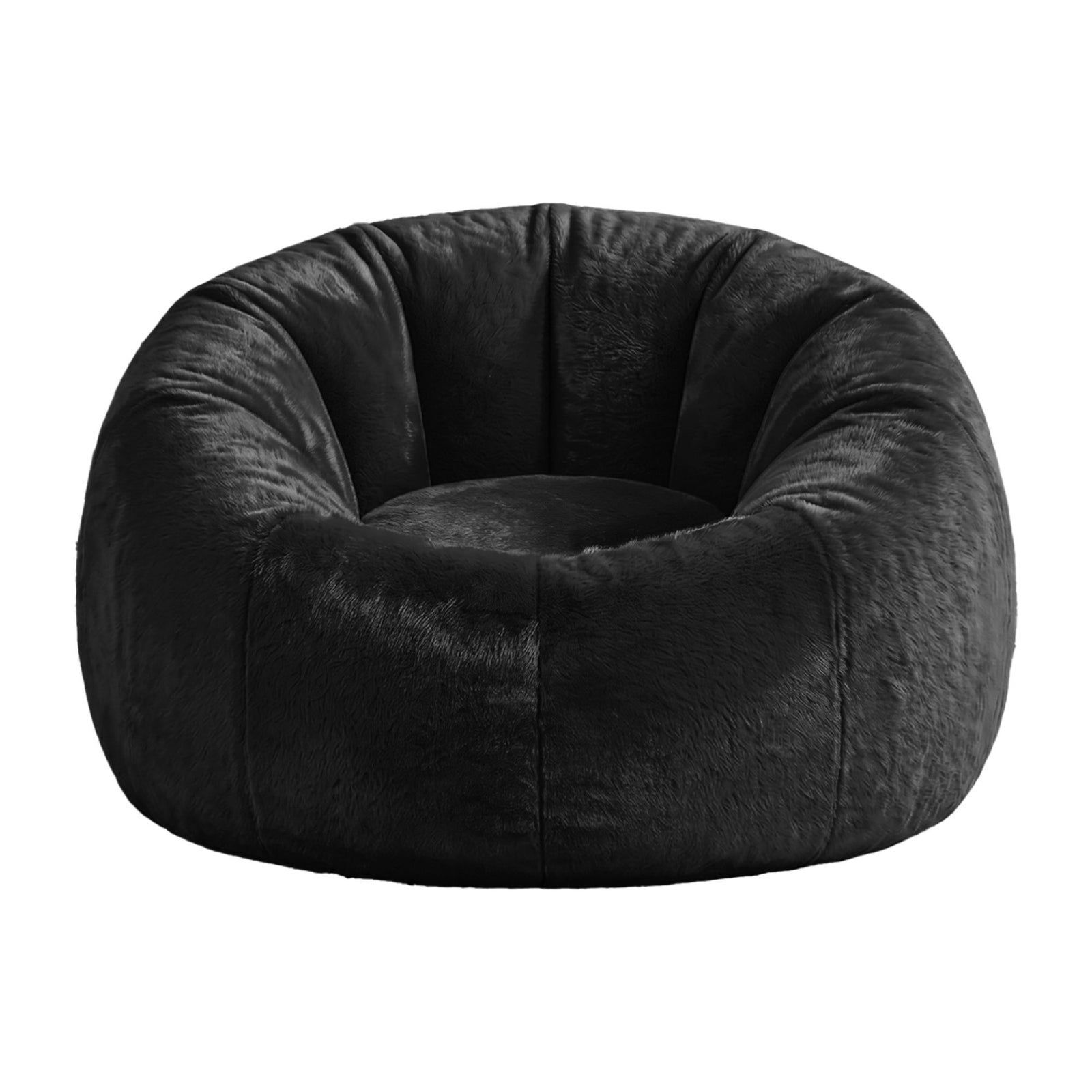 Faux Fur Bean Bag Chair Cover | No Filler | Large Round Cover | Black