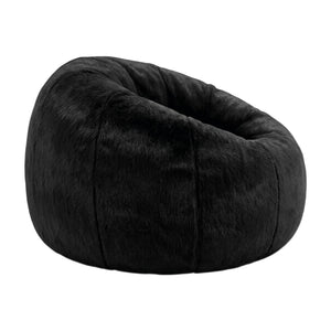 Artiss Bean Bag Chair Cover (No Filler) Soft Faux Fur Beanbag Cover Large Round Stuffed Animal Storage Bean Bag Cover Washable Lazy Sofa Cover for Adults Kids Teens, Black