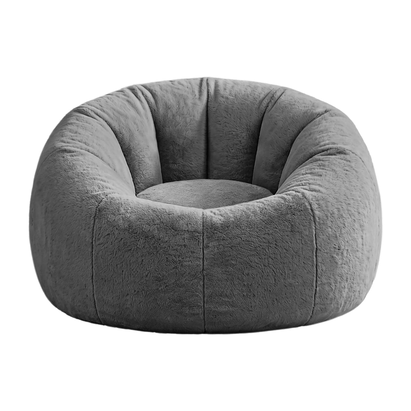 Faux Fur Bean Bag Chair Cover | No Filler | Large Round Cover | Grey
