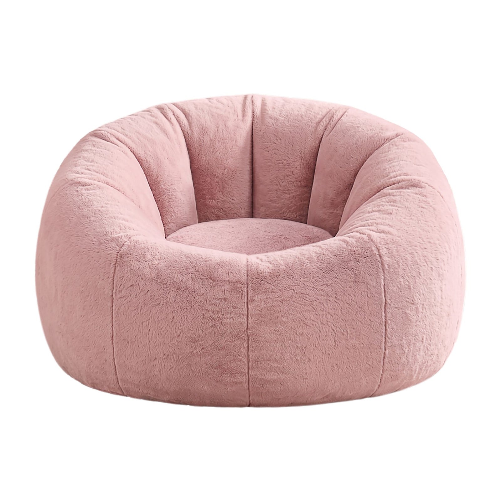 Faux Fur Bean Bag Chair Cover | No Filler | Large Round Cover | Pink