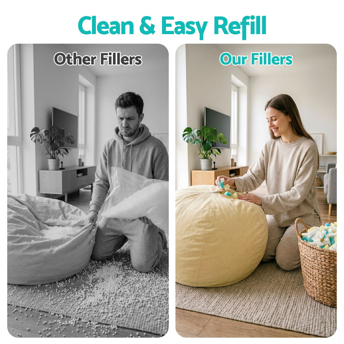 Artiss 20lbs (8.8KG) Bean Bag Filler Shredded Memory Foam Filling High Density Soft Pillow Stuffing for Bean Bag Chair, Couch Cushion, Dog Bed, Stuffed Animals and Arts Crafts