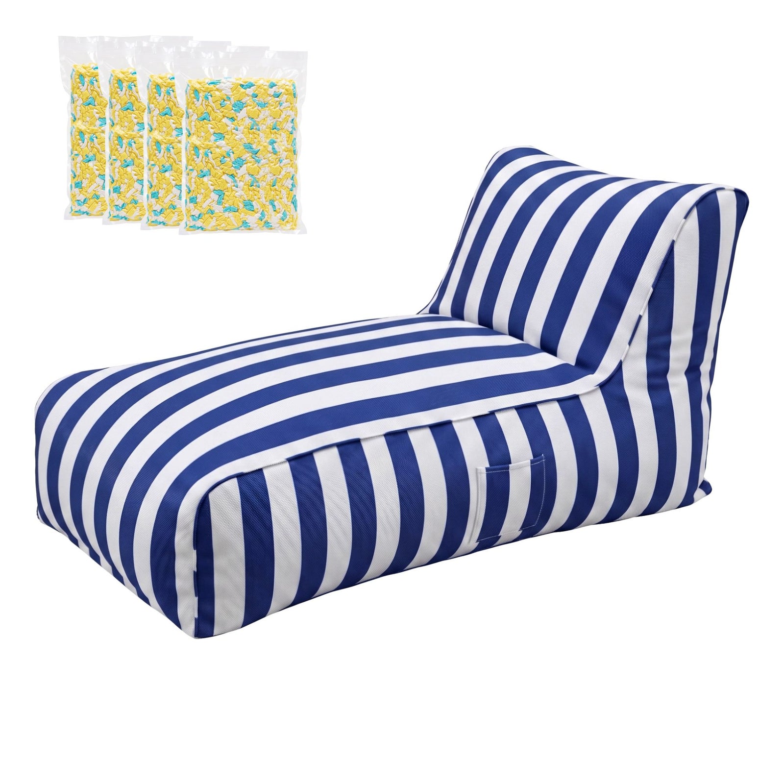 Outdoor Bean Bag Chair with Filler | Splash-Proof Patio Lounge | Blue