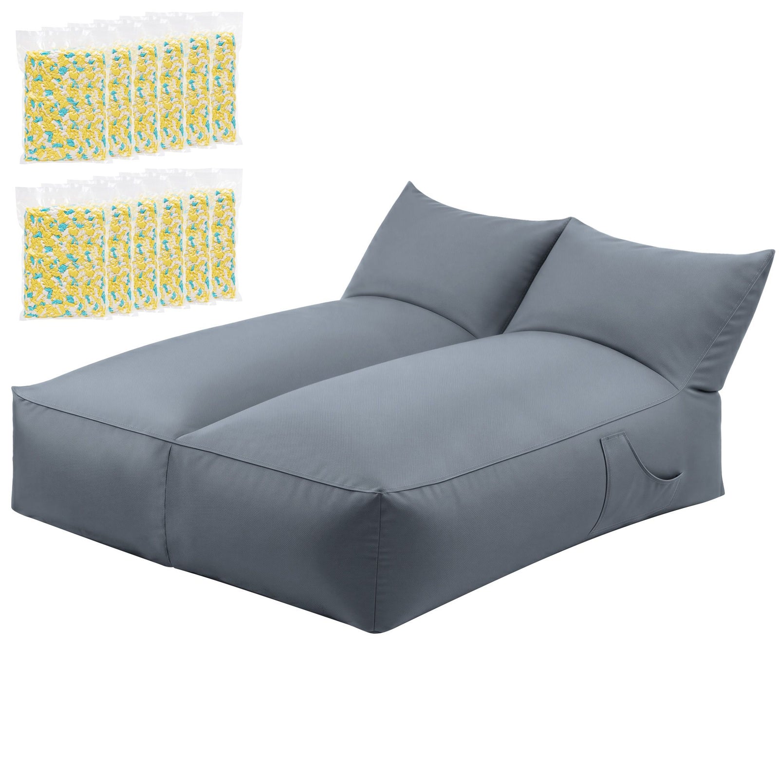 Outdoor Bean Bag Sofa with Filler | 2 Seater Patio Lounge | Grey