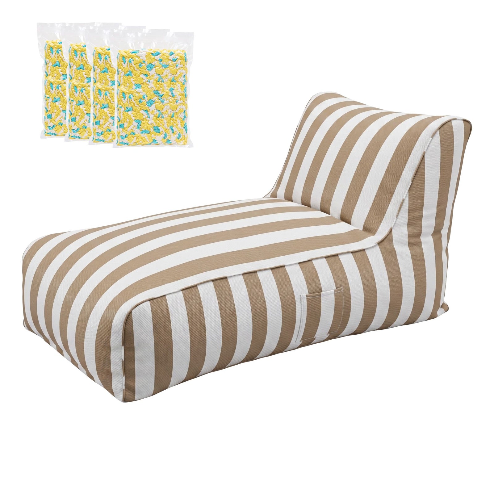 Outdoor Bean Bag Chair with Filler | Splash-Proof Patio Lounge | Taupe