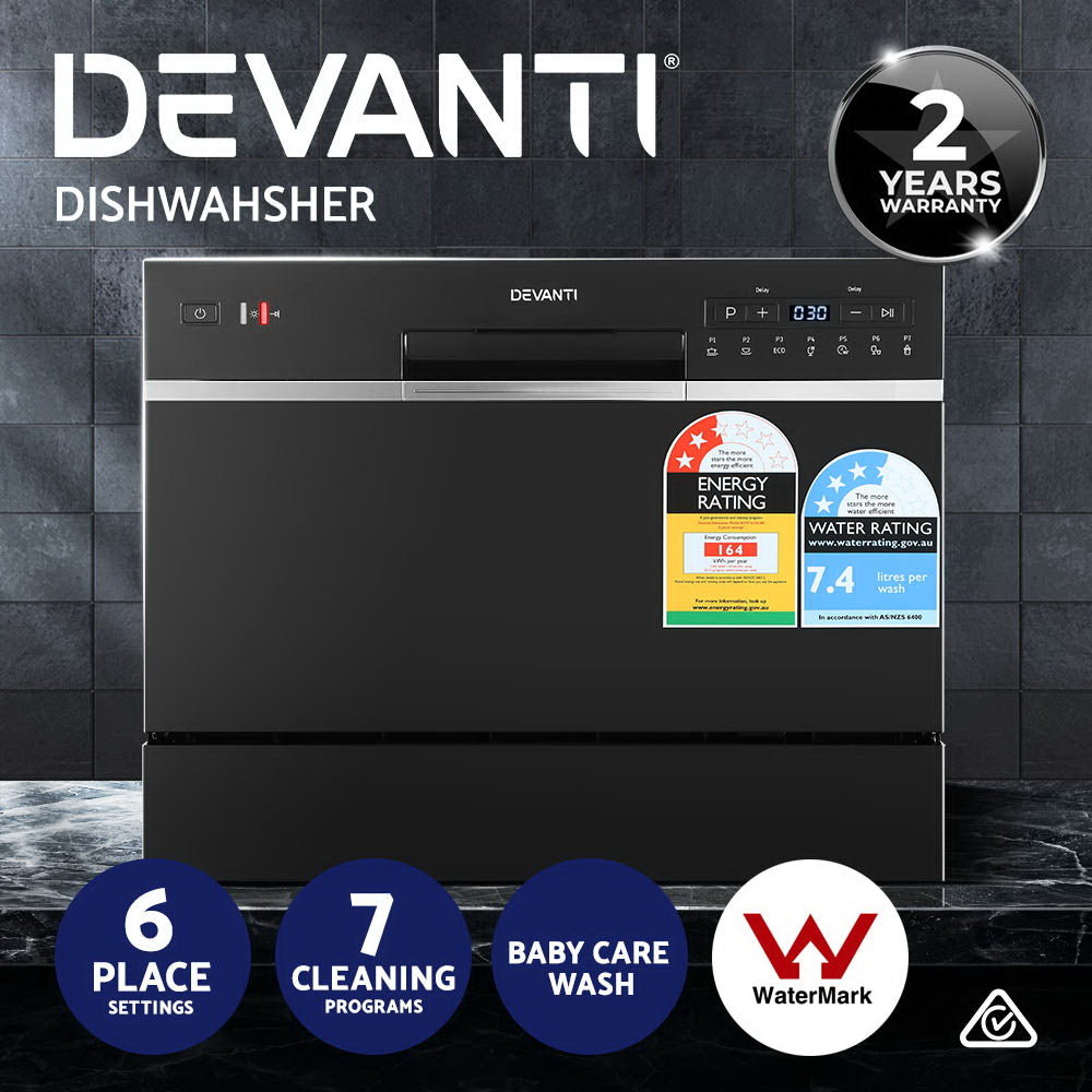 Benchtop Dishwasher | 6 Place Settings | Black