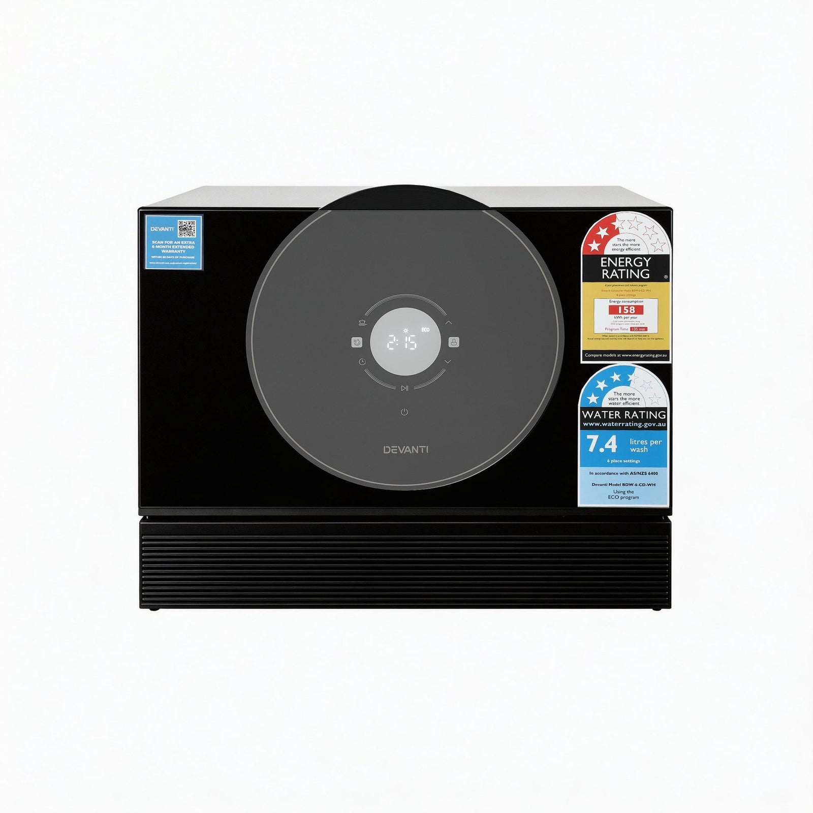 Benchtop Dishwasher | 6 Place Setting Compact Dishwasher | Black