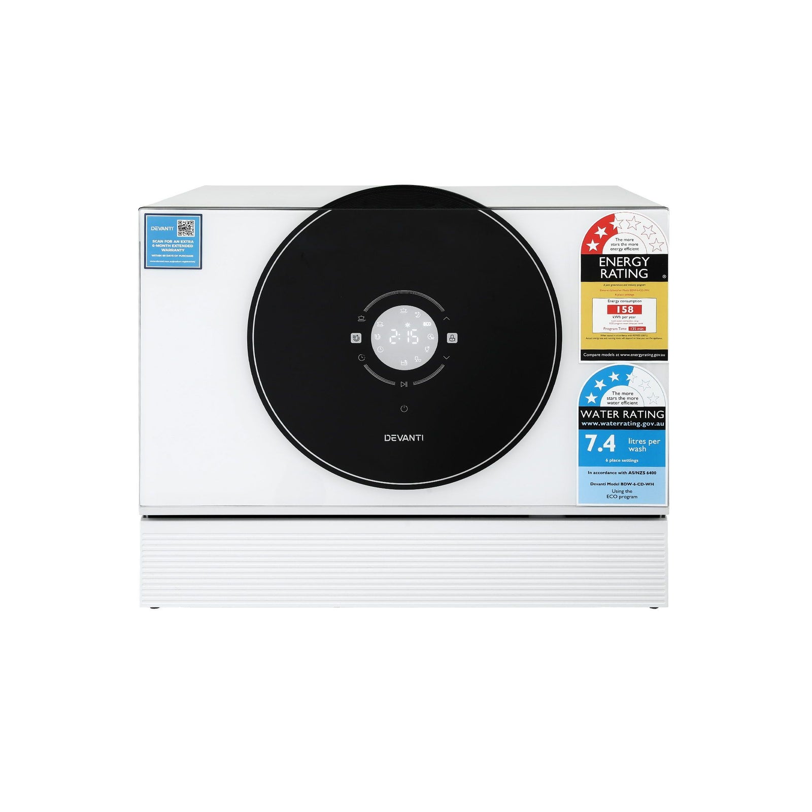 Benchtop Dishwasher | 6 Place Setting Compact Dishwasher | White