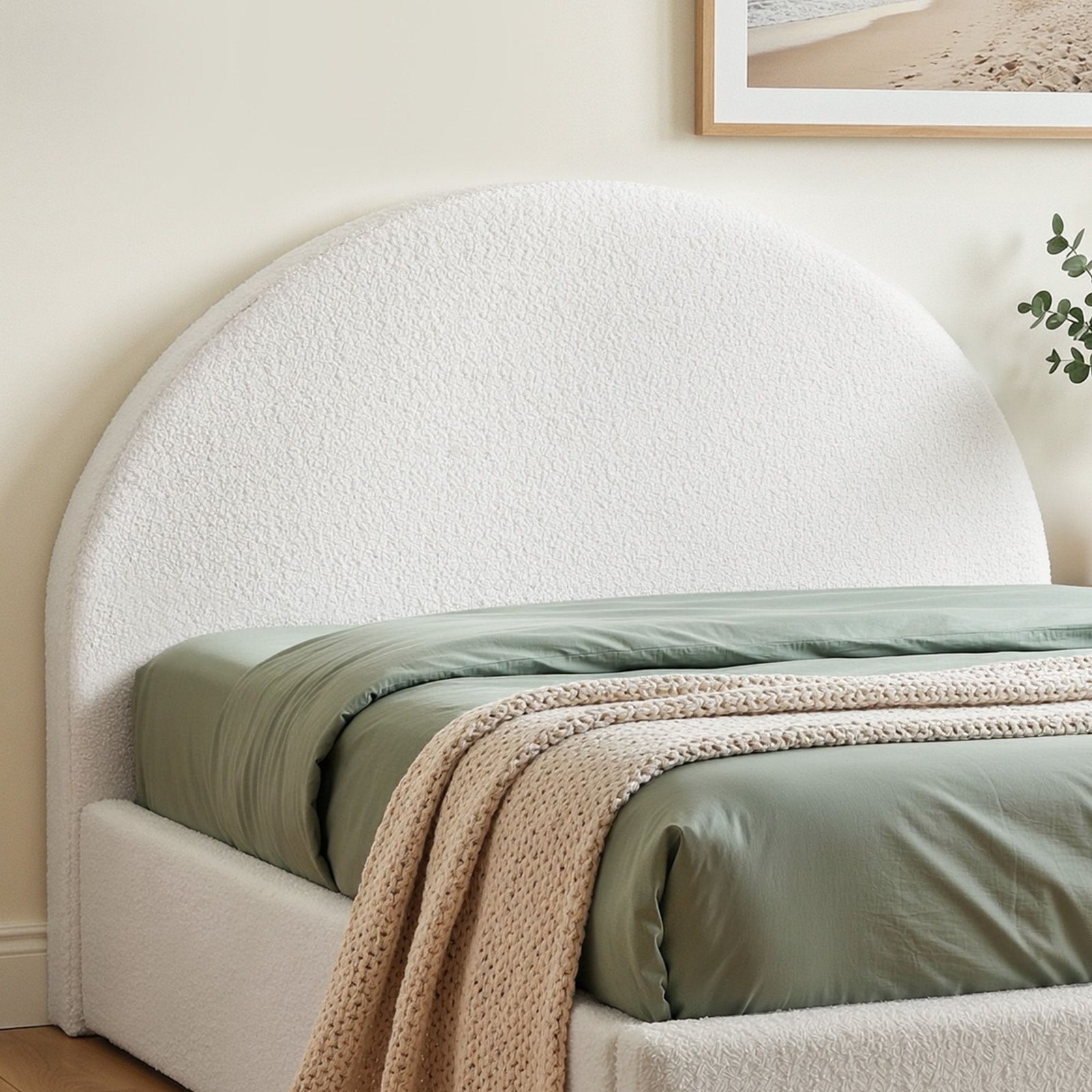 Double Bed Head | Boucle Fabric Soft Backrest | 154cm
