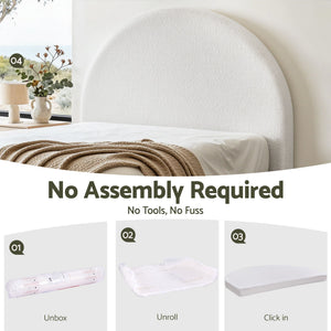 Artiss Queen Size Headboard for Bed Frame Boucle Fabric No-Assembly Vacuum Compressed Soft Backrest with Removable Washable Cover 171cm Wide