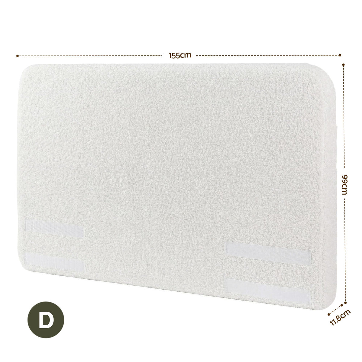Artiss Double Headboard for Bed Frame Boucle Fabric No-Assembly Vacuum Compressed Soft Backrest with Removable Washable Cover 155cm Wide