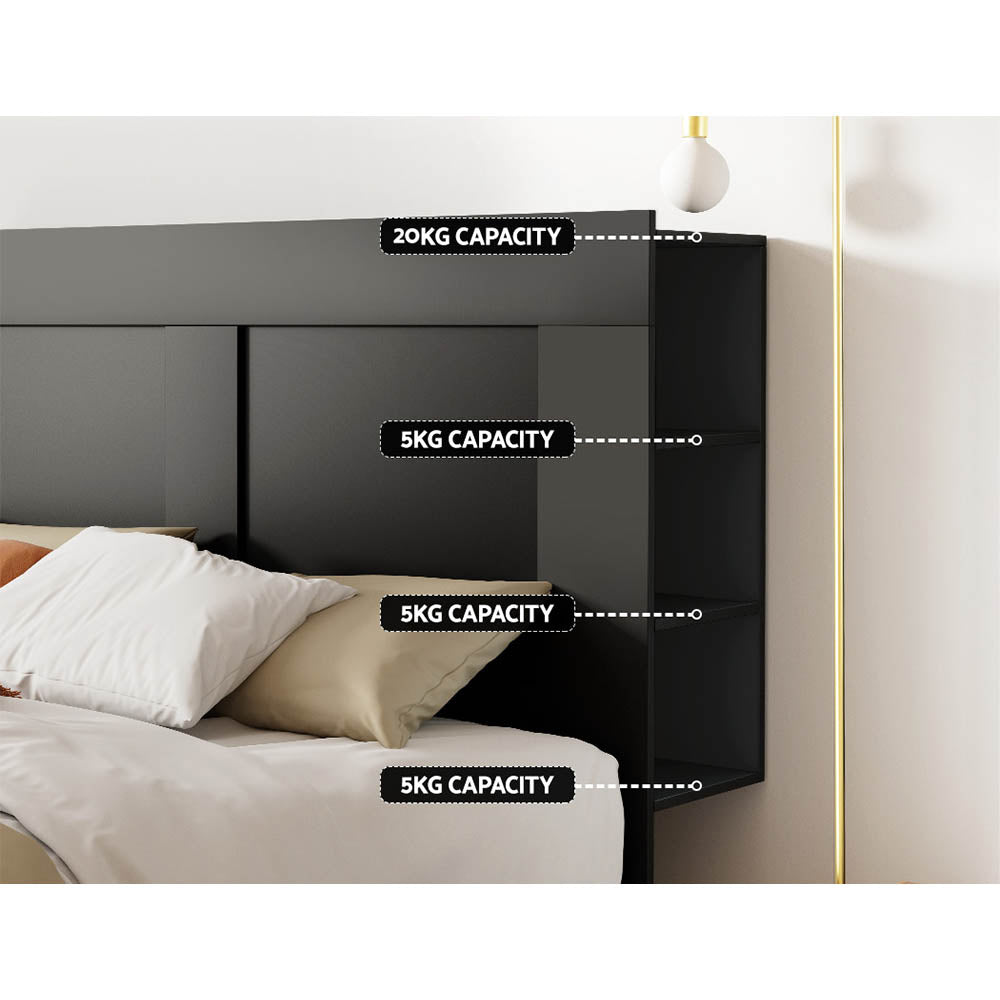 Bed Head | Headboard | Queen with Shelves | CABI Black