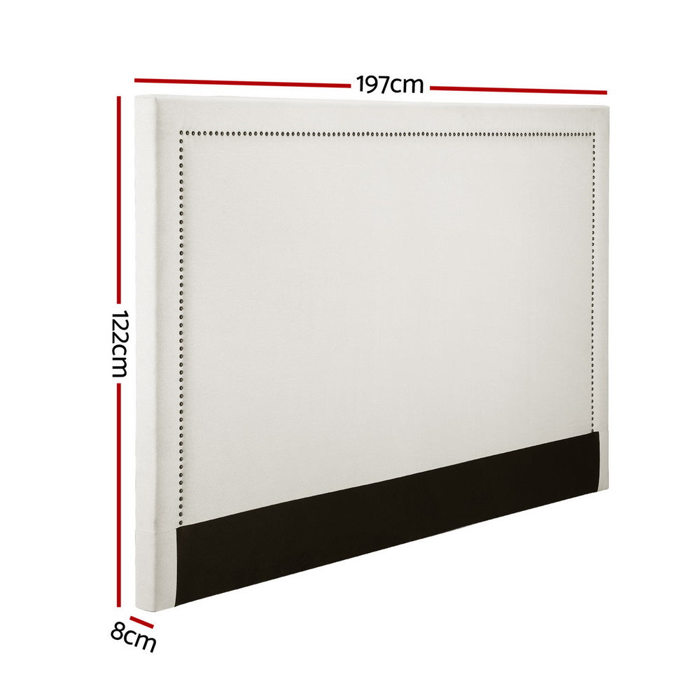 Bed Head | Bed Frame | Headboard | King Fabric | RIVE | Beige White