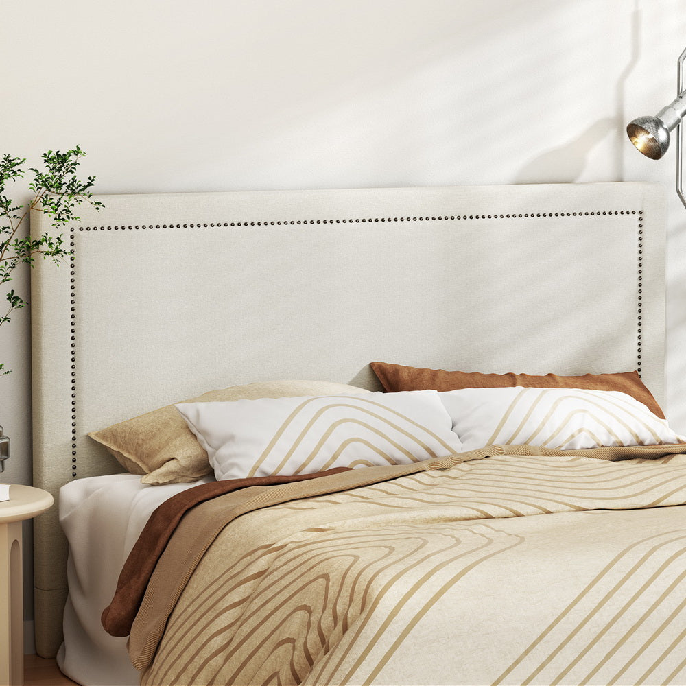 Bed Head | Bed Frame | Headboard | King Fabric | RIVE | Beige White