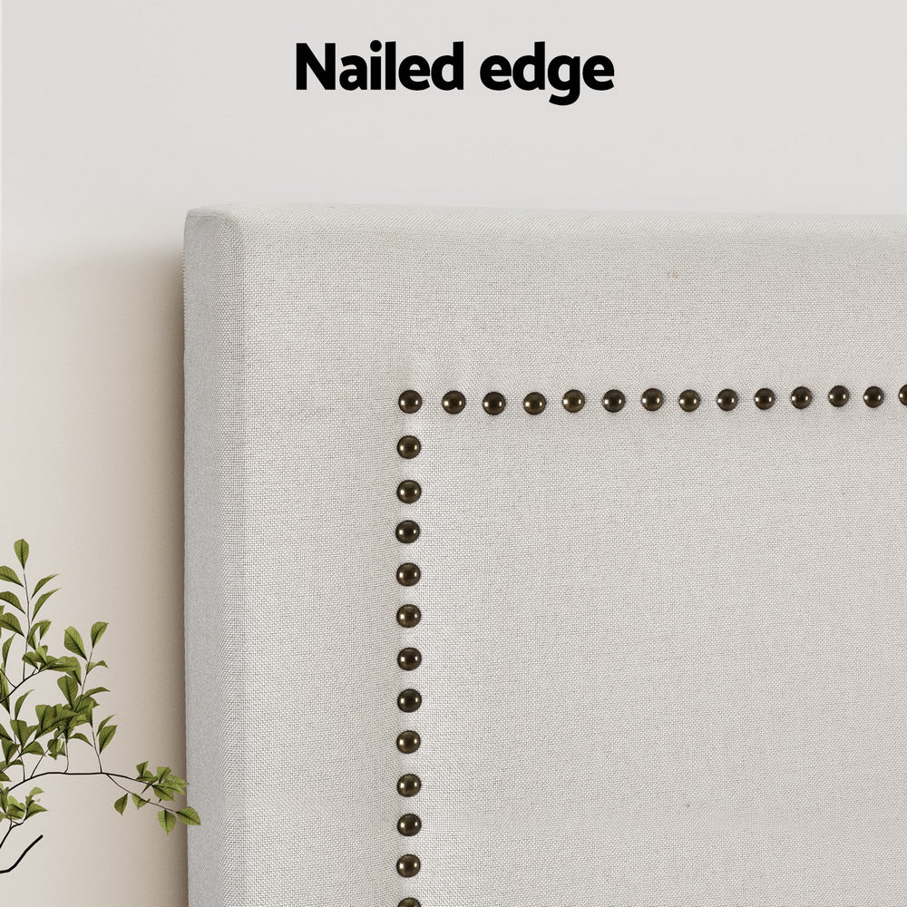 Bed Head | Bed Frame | Headboard | King Fabric | RIVE | Beige White