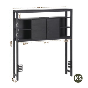 Artiss Bed Headboard King Single Storage Bedhead Charging Station Black